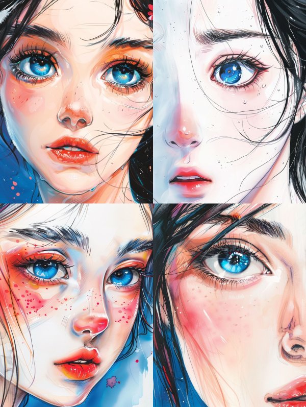 Azure Gaze: Digital Portrait Study