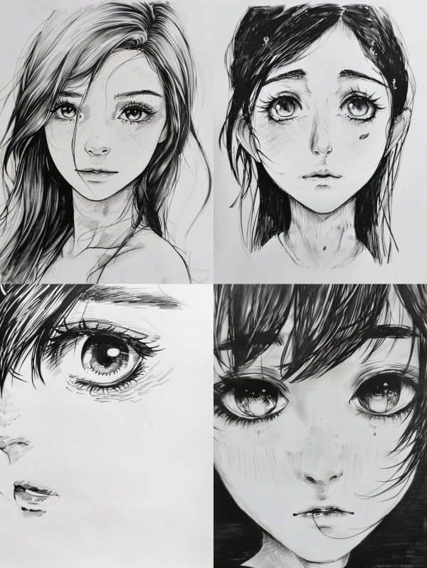 Whispers of Ink: Emotional Manga Portraits