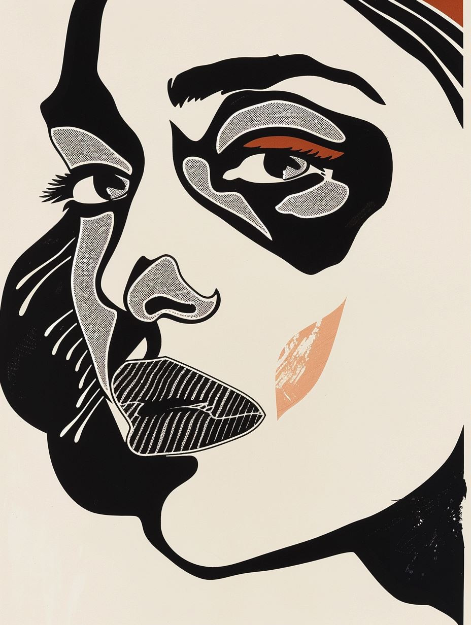 Bold Contrast Modern Portrait Art - Image 1