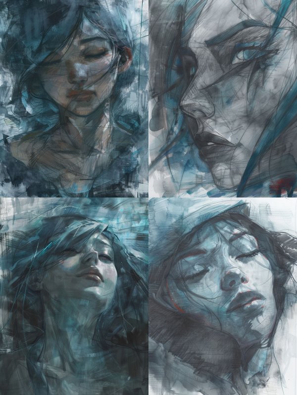 Melancholy Blue Ethereal Portraits