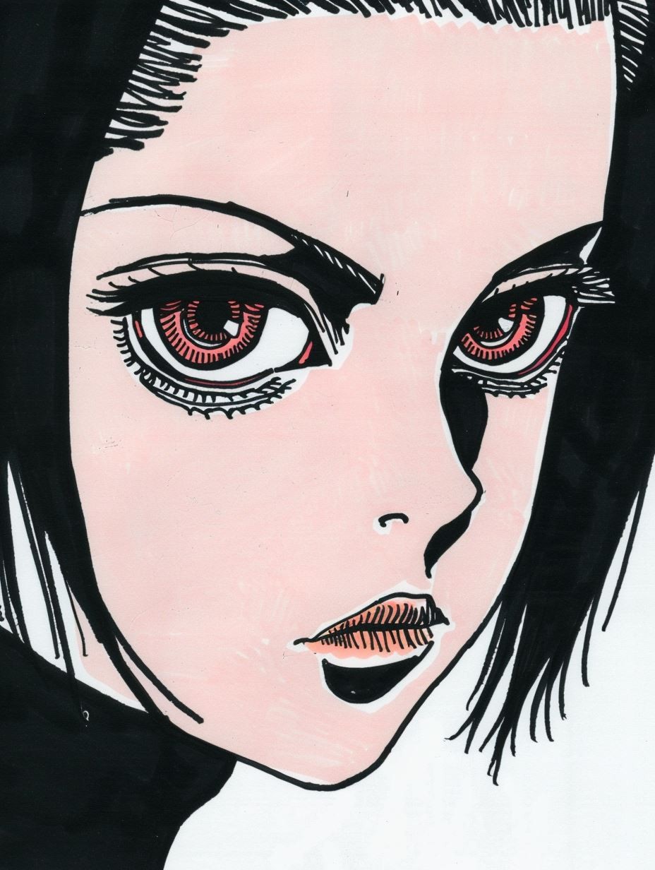 Ethereal Pink Ink Manga Portrait - Image 3