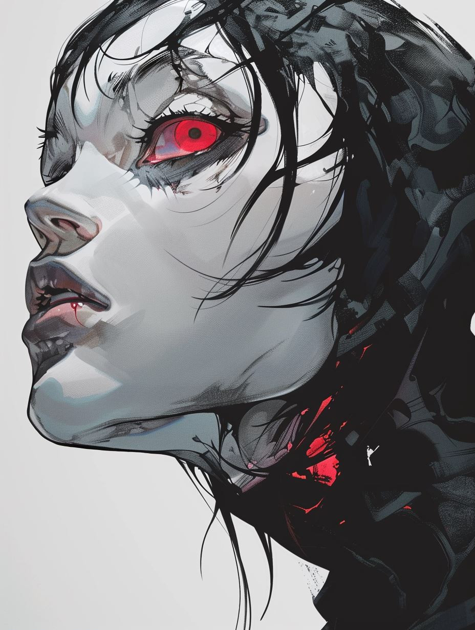 Crimson Gaze Gothic Surrealism - Image 1