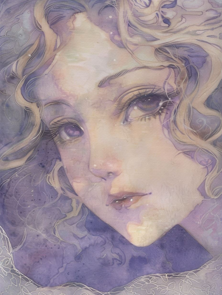Ethereal Violet Watercolor Portraits - Image 1