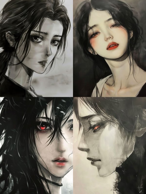 Shadows of Elegance: Dark Anime Portraits