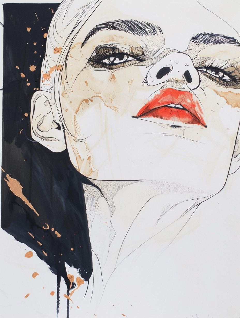 Ethereal Gazes in Ink and Watercolor - Image 1