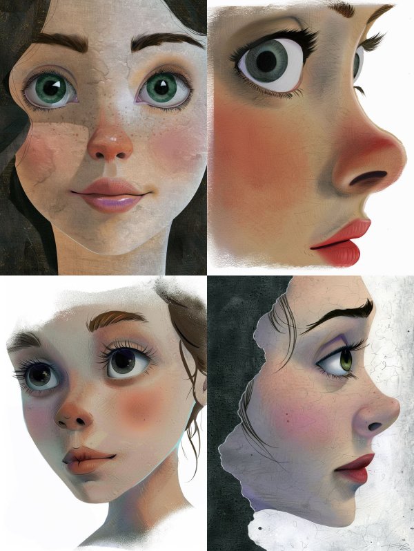 Digital Portrait Studies of a Young Woman