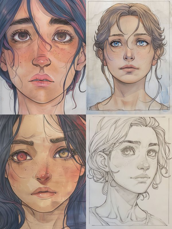Ethereal Female Portrait Digital Art Studies