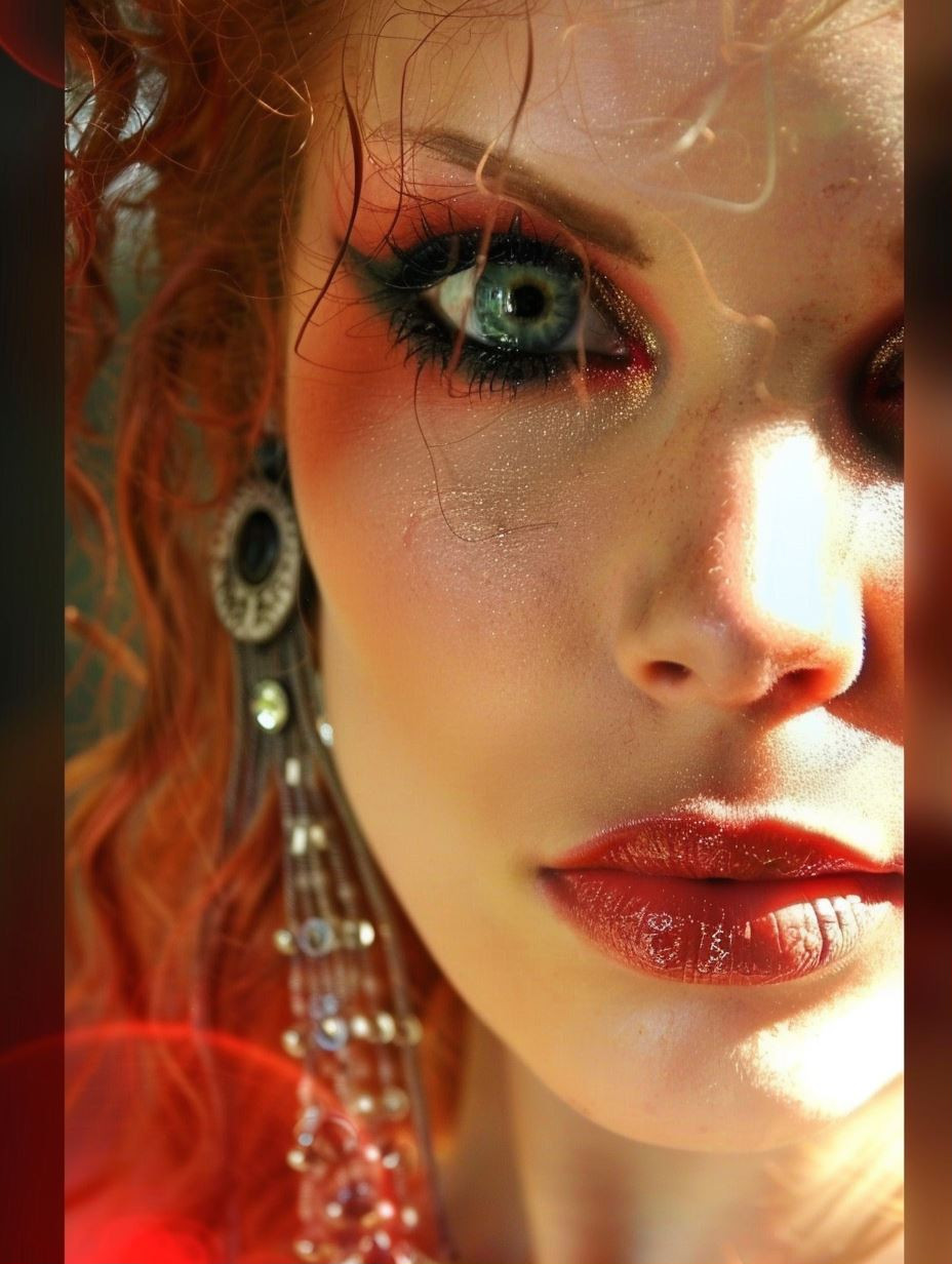 Ethereal Crimson Gaze Portrait - Image 1