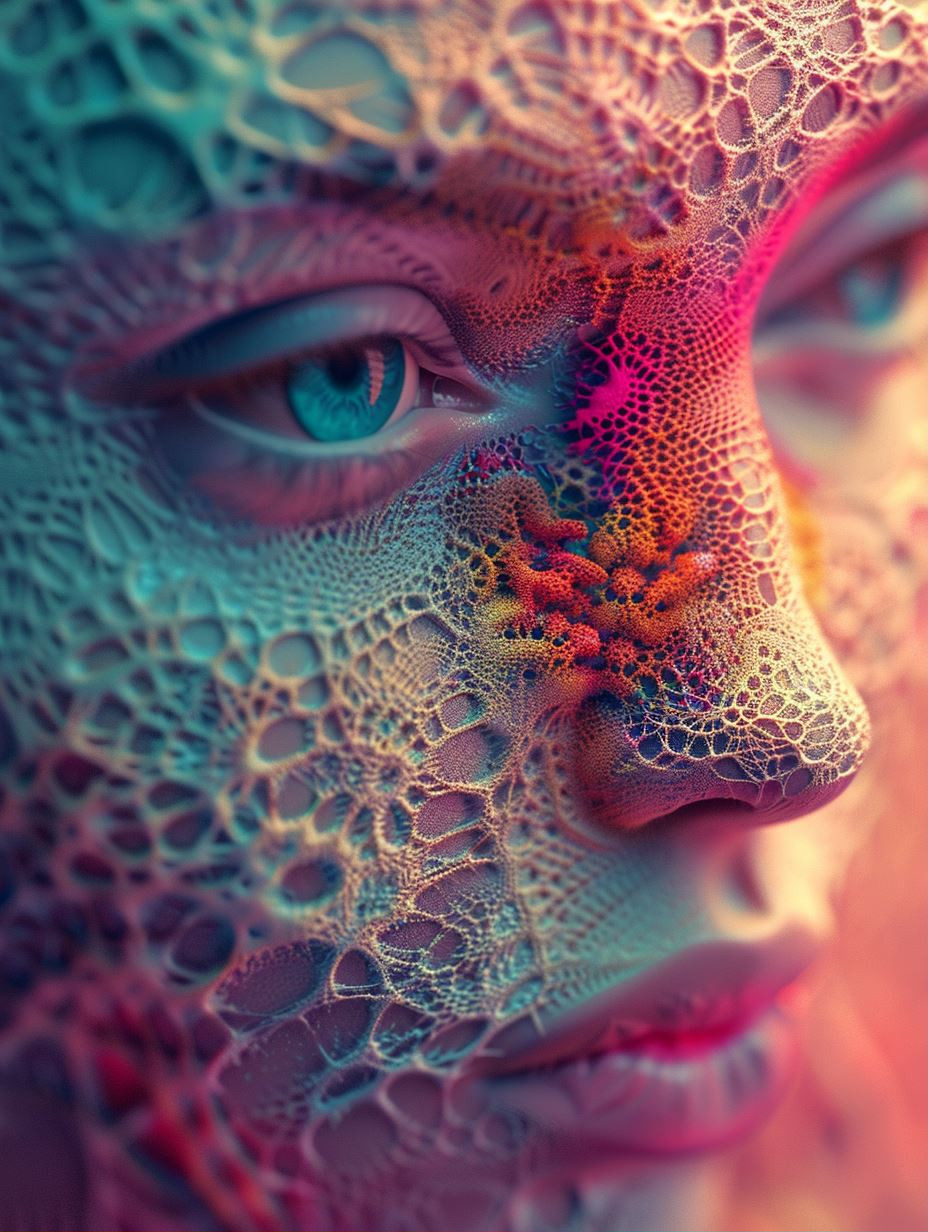 Ethereal Bioluminescent Cellular Portrait