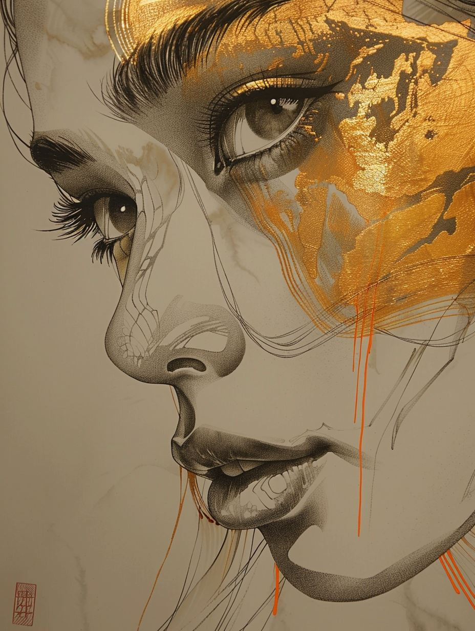 Gilded Ethereal Portrait Studies - Image 1