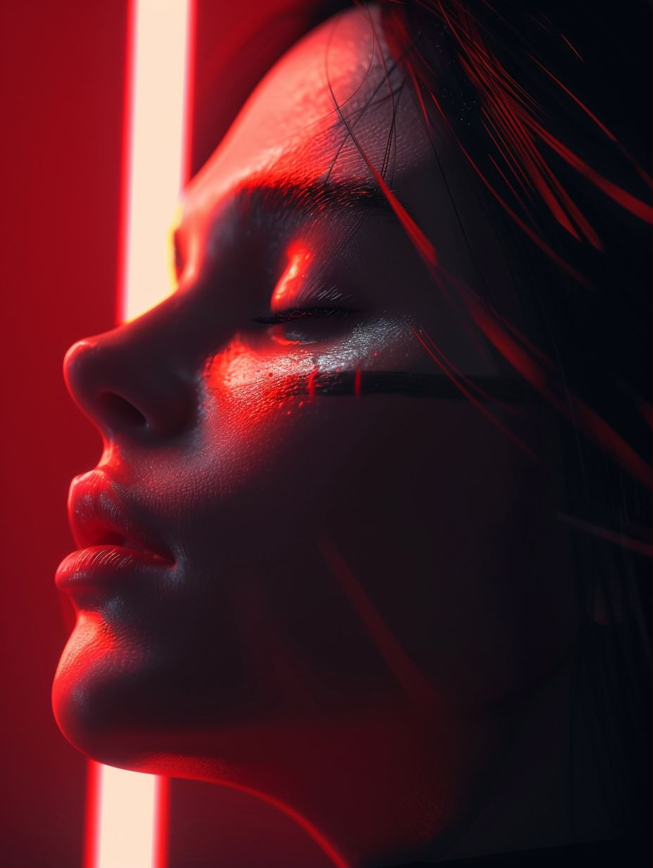 Crimson Neon Cyberpunk Portraits - Image 1