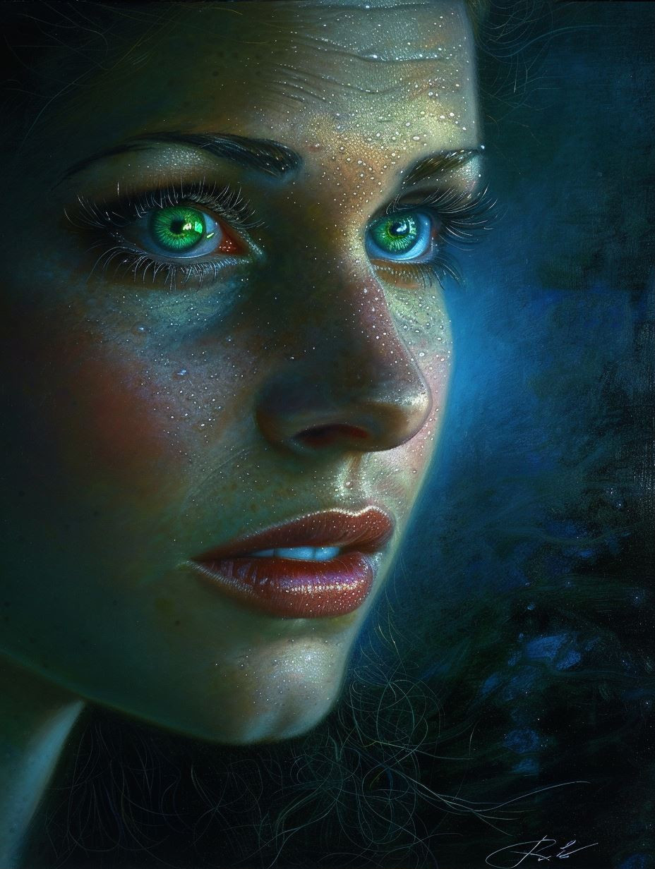 Ethereal Gazes in Neon Blue - Image 1