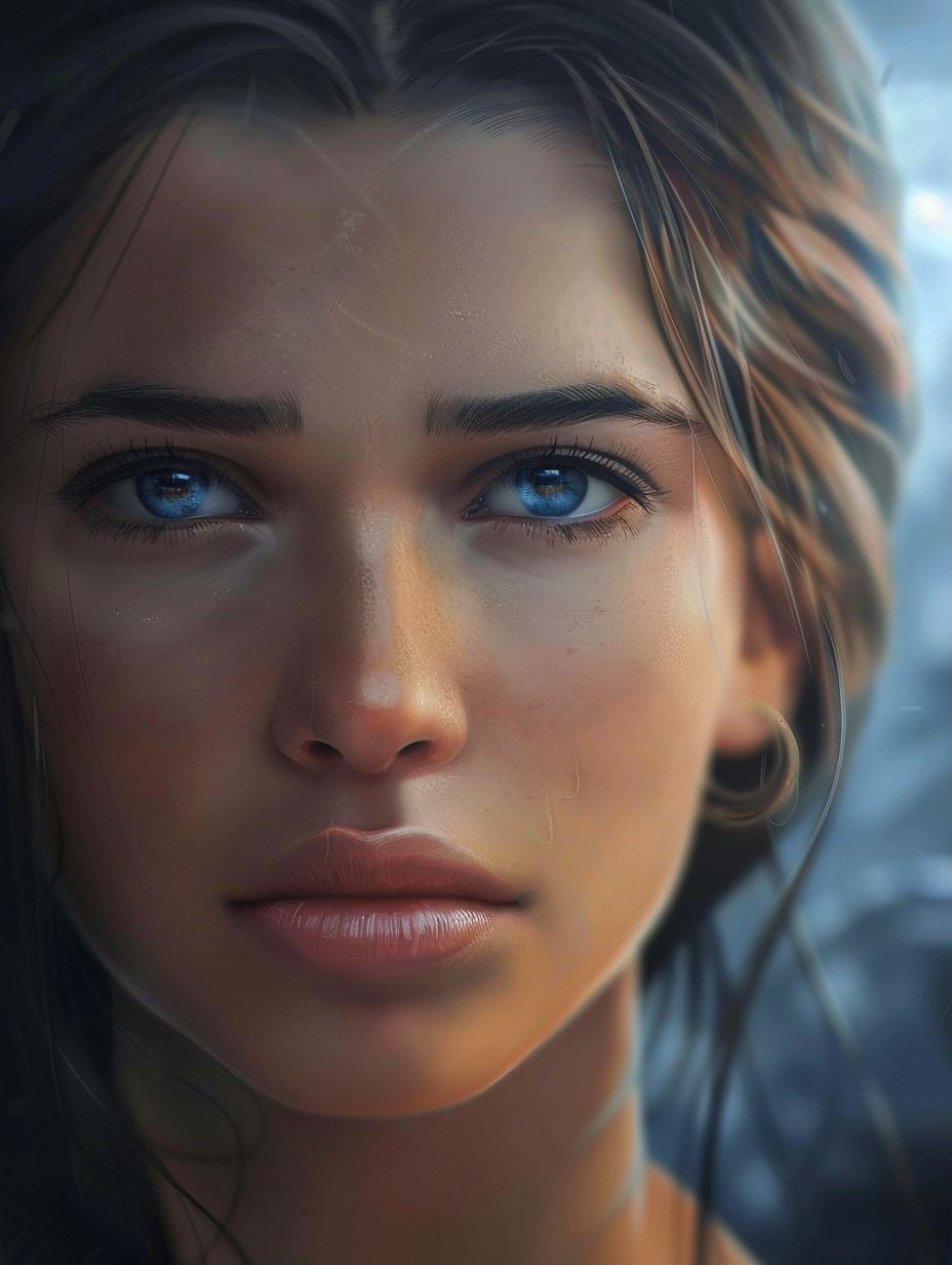 Ethereal Gaze: A Study in Blue - Image 1