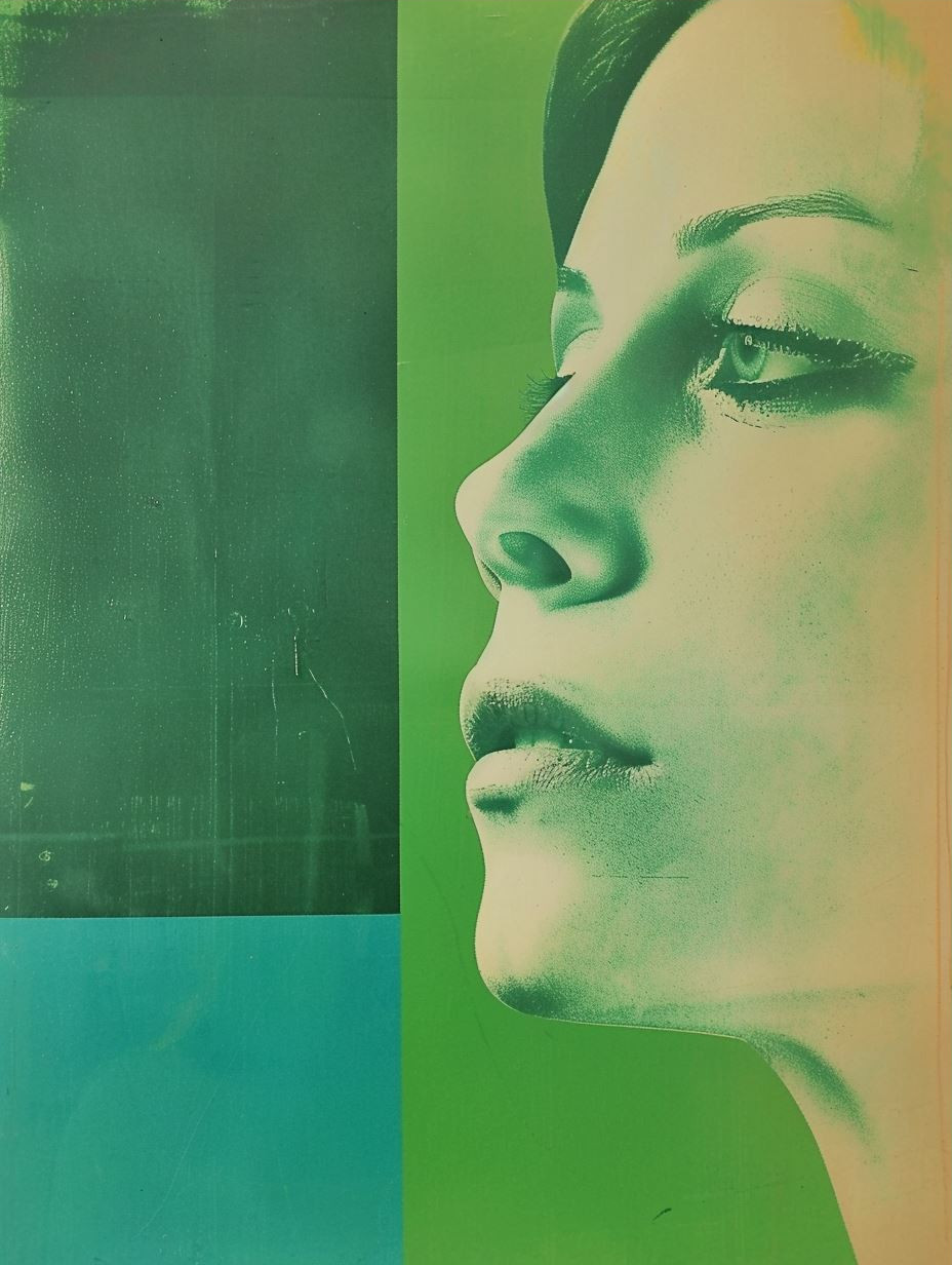 Fragmented Portraits in Teal Tones - Image 3