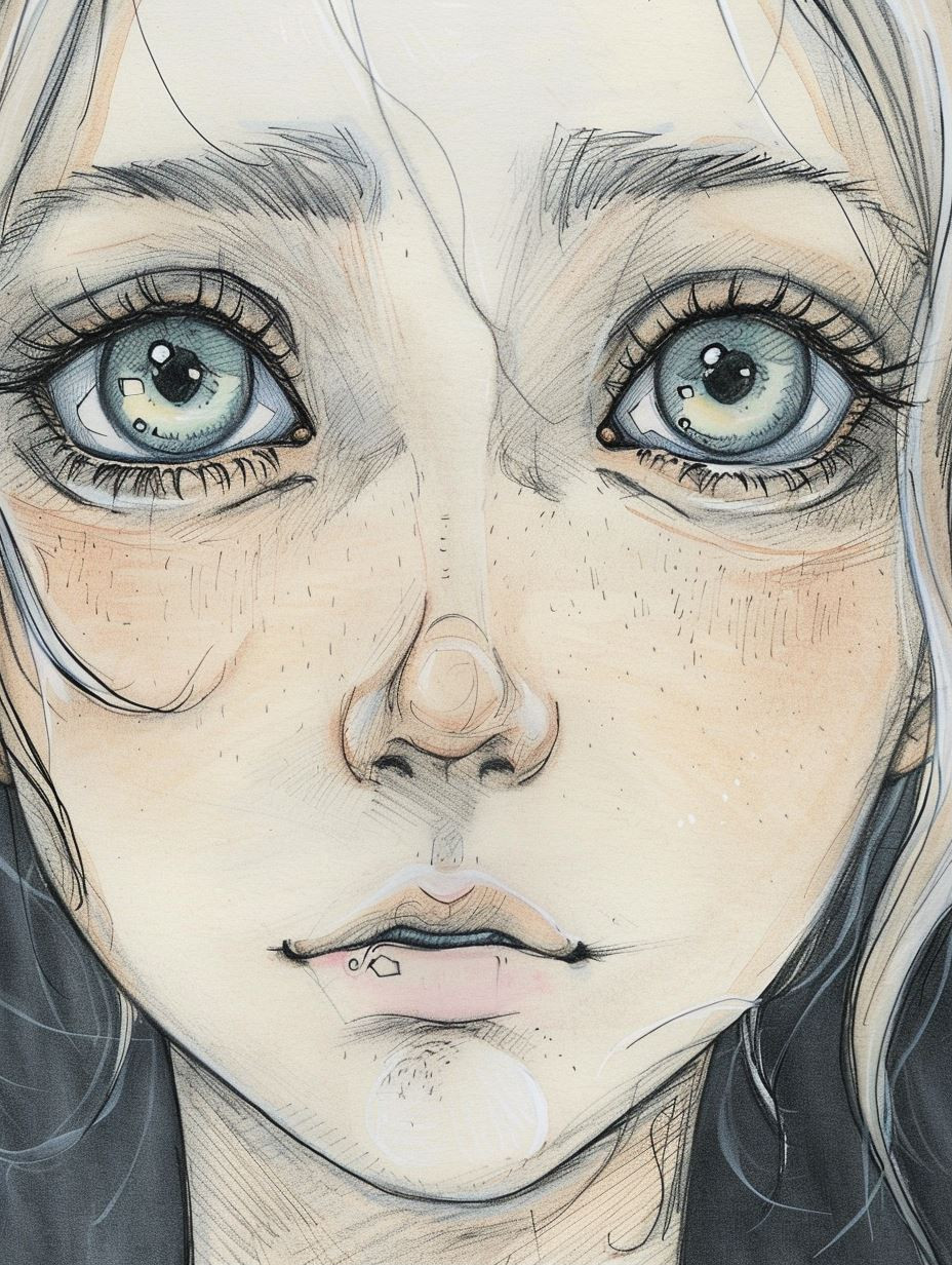 Ethereal Gaze Sketch Art - Image 1