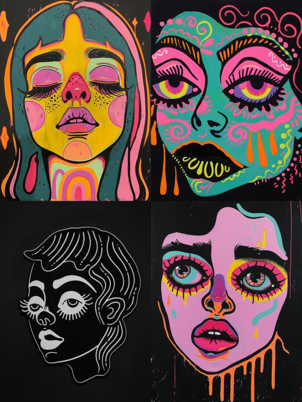 Neon Dreams: Psychedelic Portrait Collection