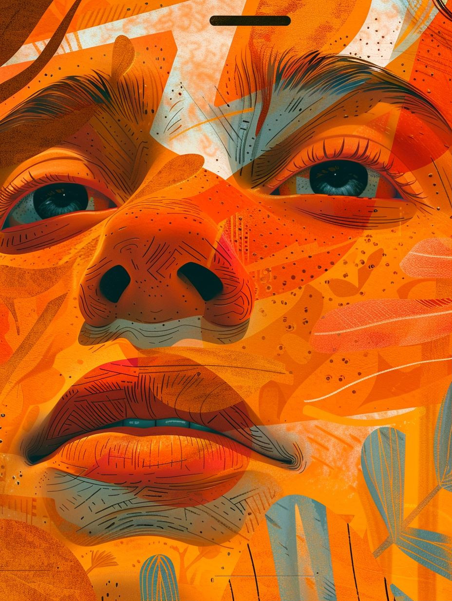 Abstract Fragmented Orange Portraits - Image 1