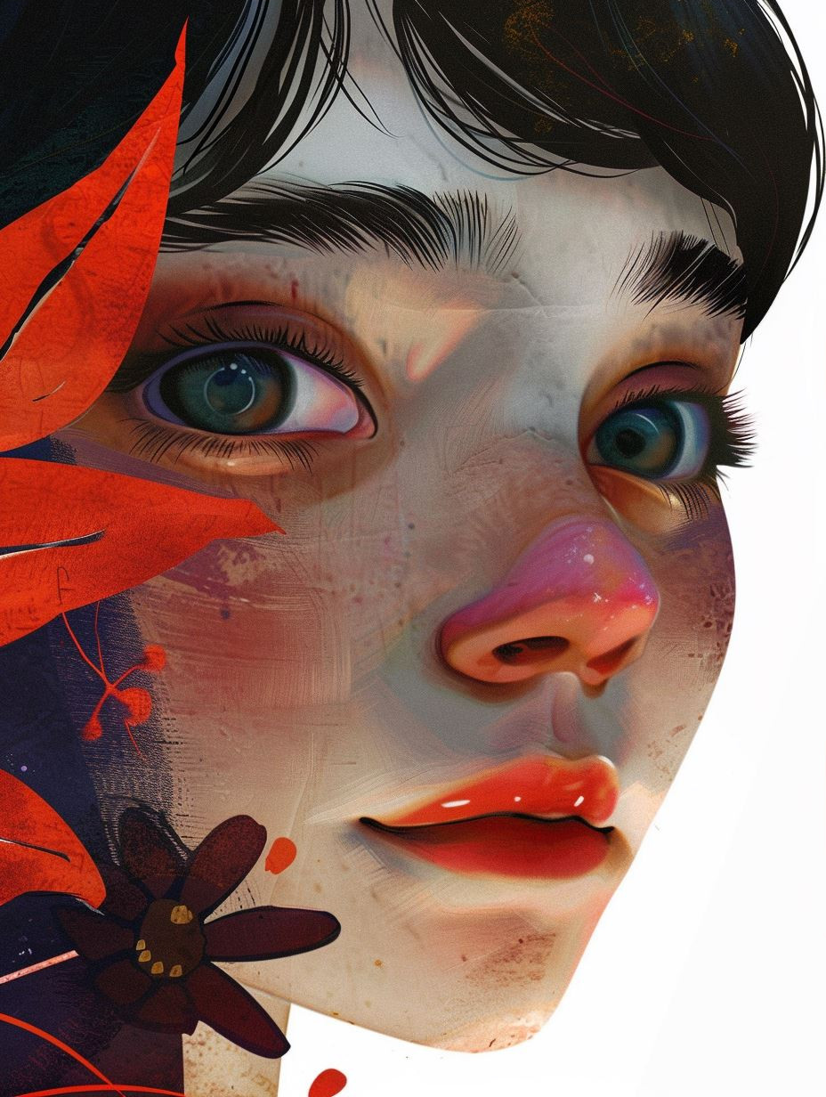 Crimson Petals Porcelain Mask - Image 3