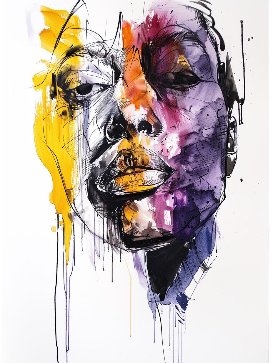 Abstract Watercolor Portrait Studies - Image 4