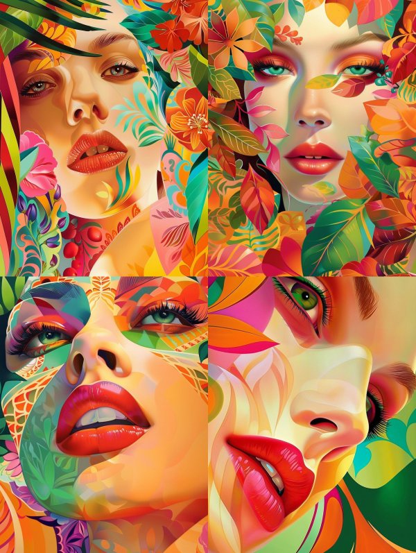 Floral Fusion Portrait Art