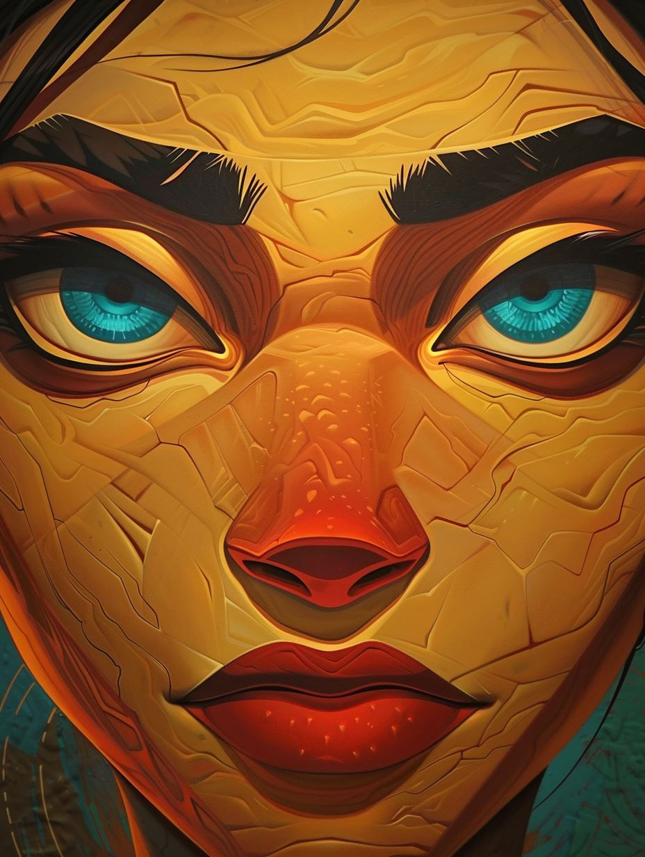Golden Cracked Porcelain Portrait - Image 1