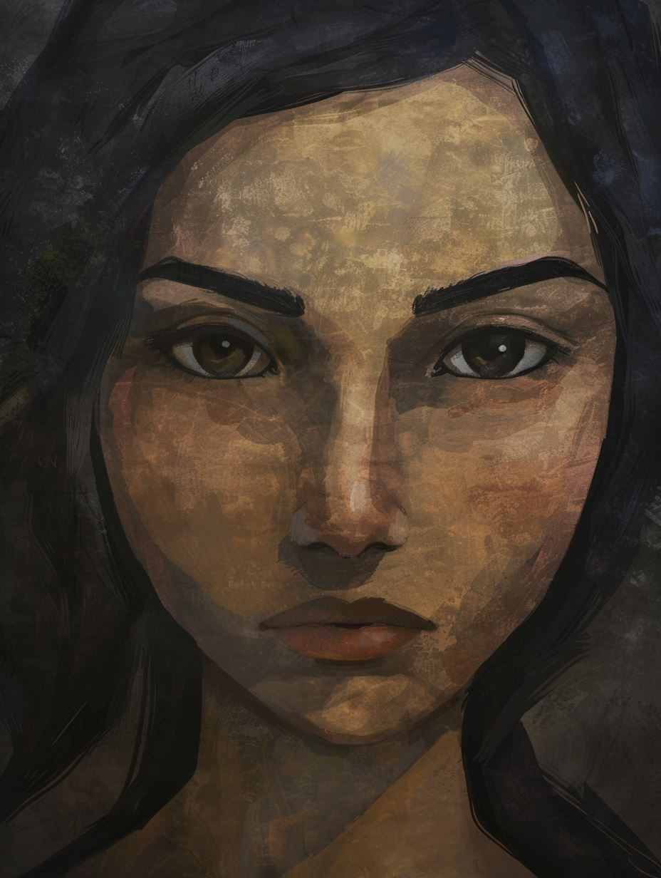 Melancholic Gaze in Digital Oil - Image 4