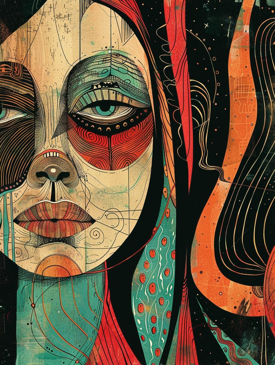 Abstract Geometric Tribal Portrait - Image 4