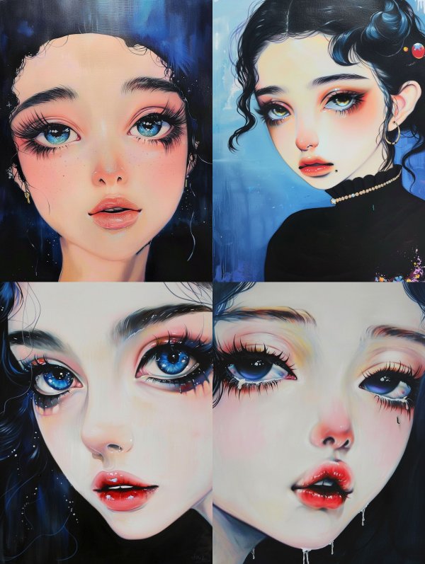 Ethereal Gazes: A Study in Blue