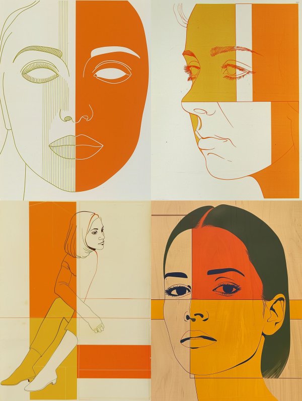 Fragmented Portraits in Warm Tones