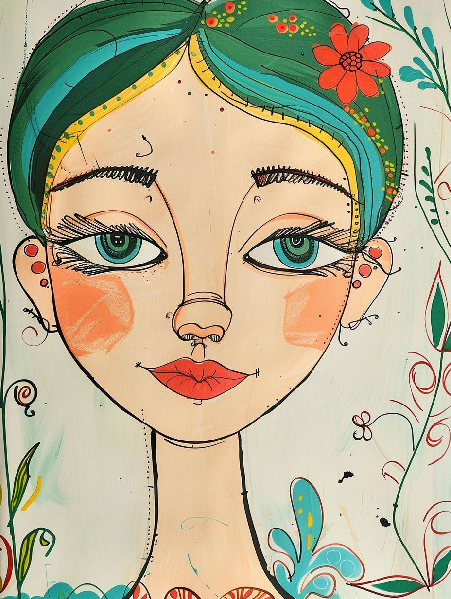 Whimsical Gazes: A Quartet of Stylized Portraits - Image 3