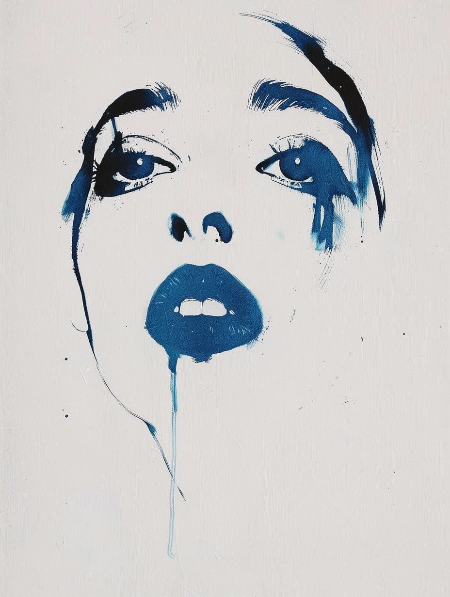 Azure Brushstroke Beauty Portrait - Image 2