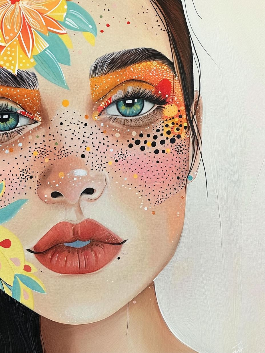 Floral Dotwork Surrealist Portrait