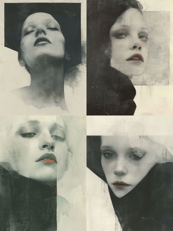 Ethereal Noir Portrait Collage