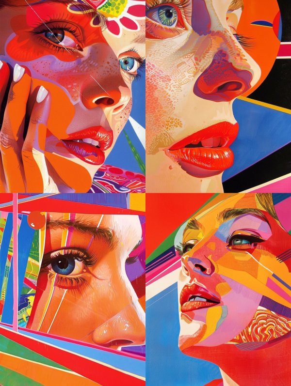 Vibrant Neon Portrait Collage