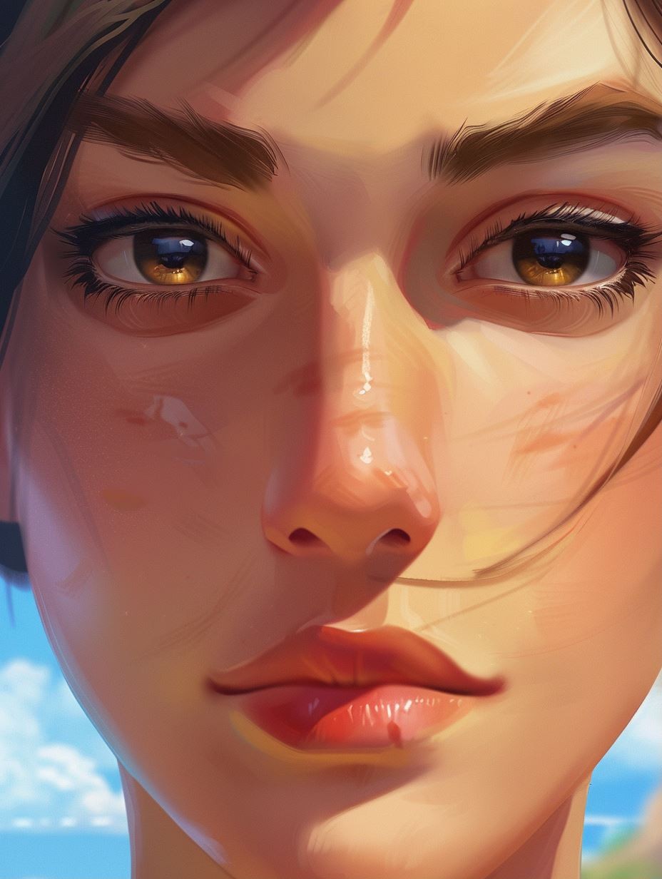 Golden Hour Glow: Digital Portrait Study - Image 1