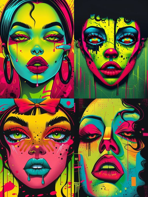 Neon Dreams: Psychedelic Portrait Collage