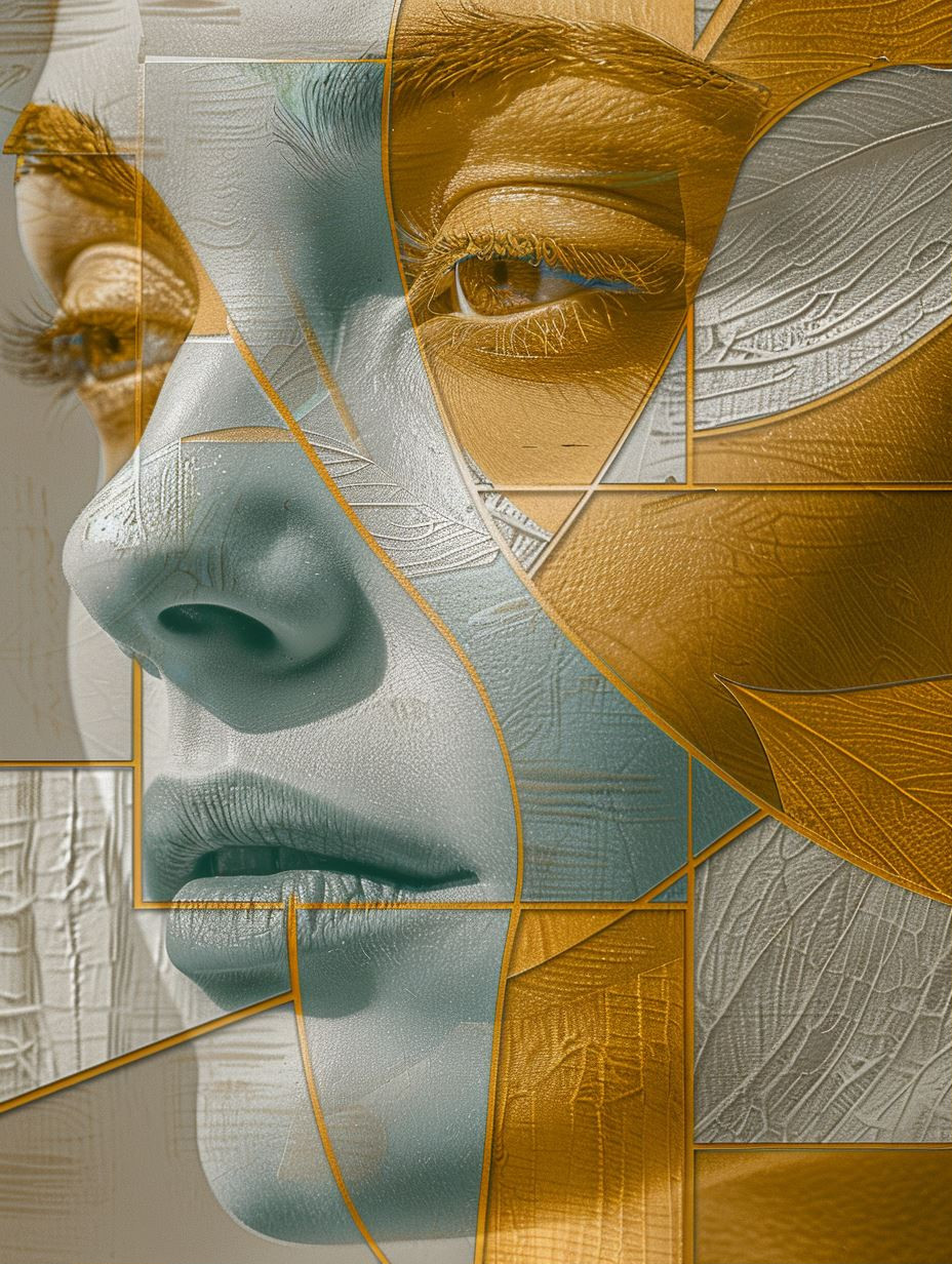 Fragmented Portraits in Ochre Tones - Image 1
