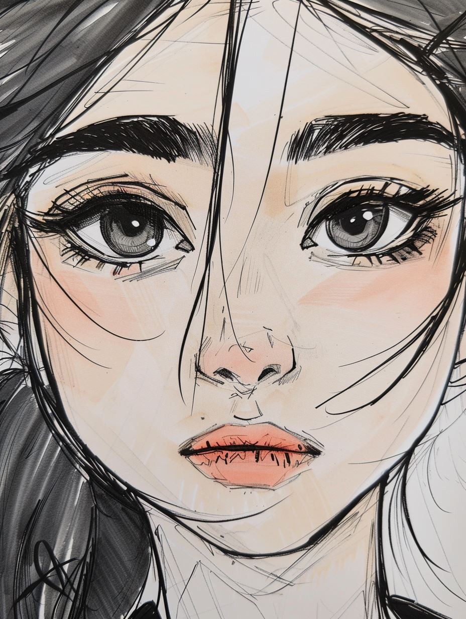 Ink and Wash Portrait Study