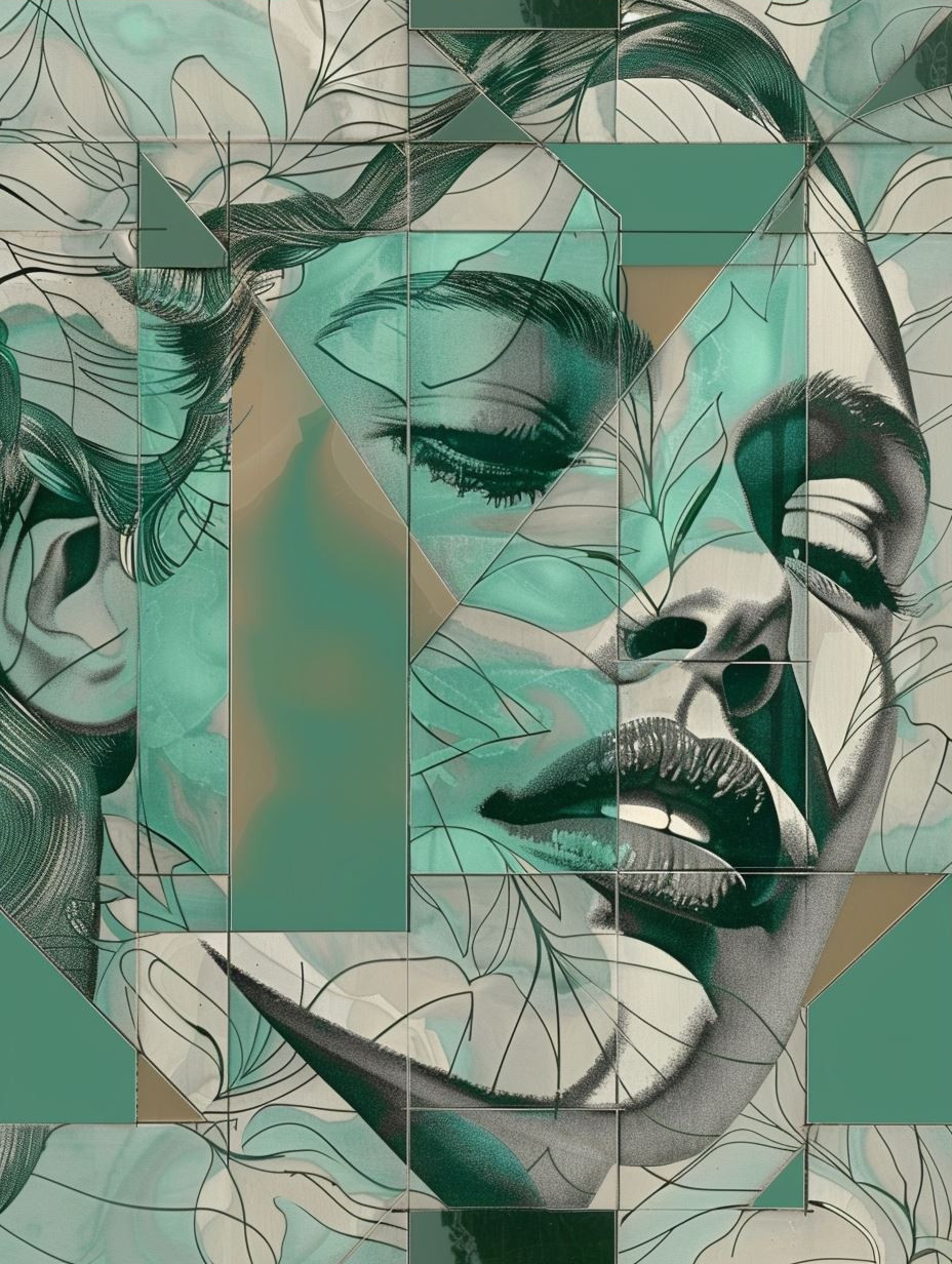 Fractured Emerald Botanical Portrait - Image 3