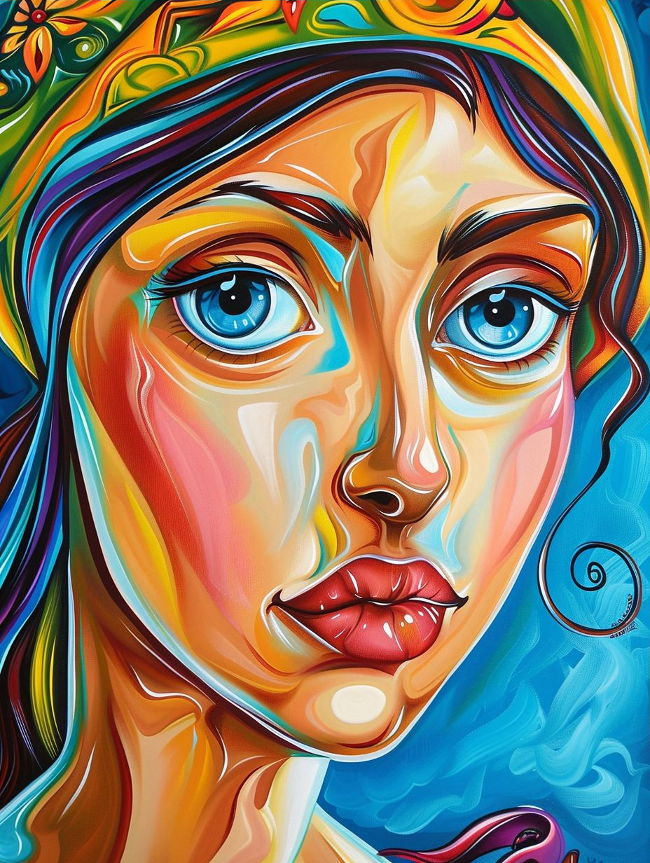 Vibrant Swirling Portrait Art - Image 3