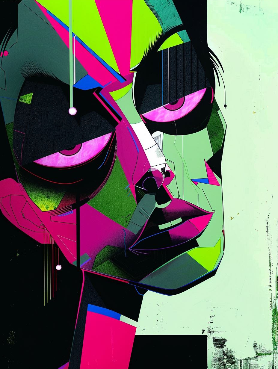 Neon Cyberpunk Geometric Portrait - Image 3
