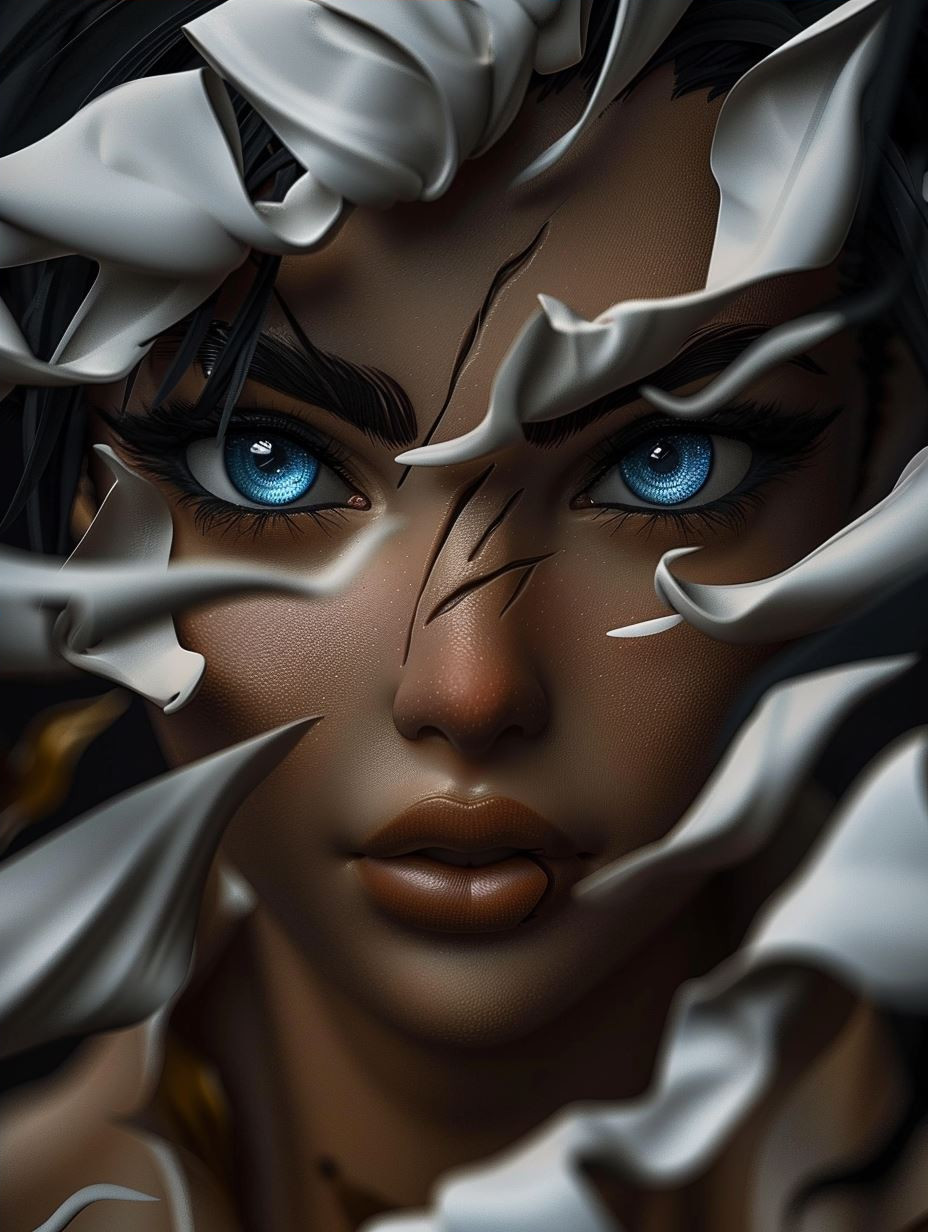 Azure Gaze: Digital Portraits of Intensity - Image 4