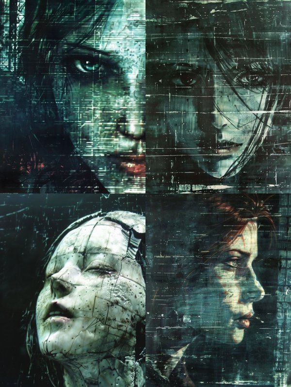 Digital Glitch Portraits of Cybernetic Women