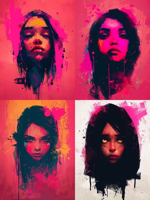 Neon Dreams Abstract Portraiture