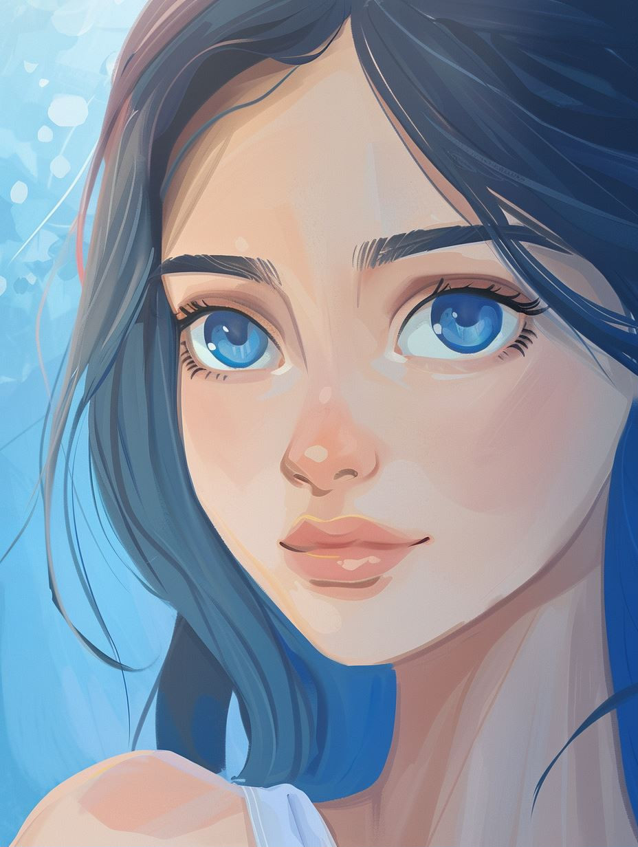 Ethereal Gaze: A Digital Portrait Study - Image 1