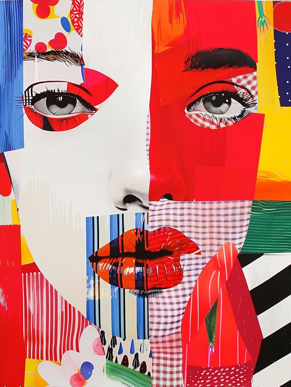 Fragmented Neon Portrait Collage - Image 4