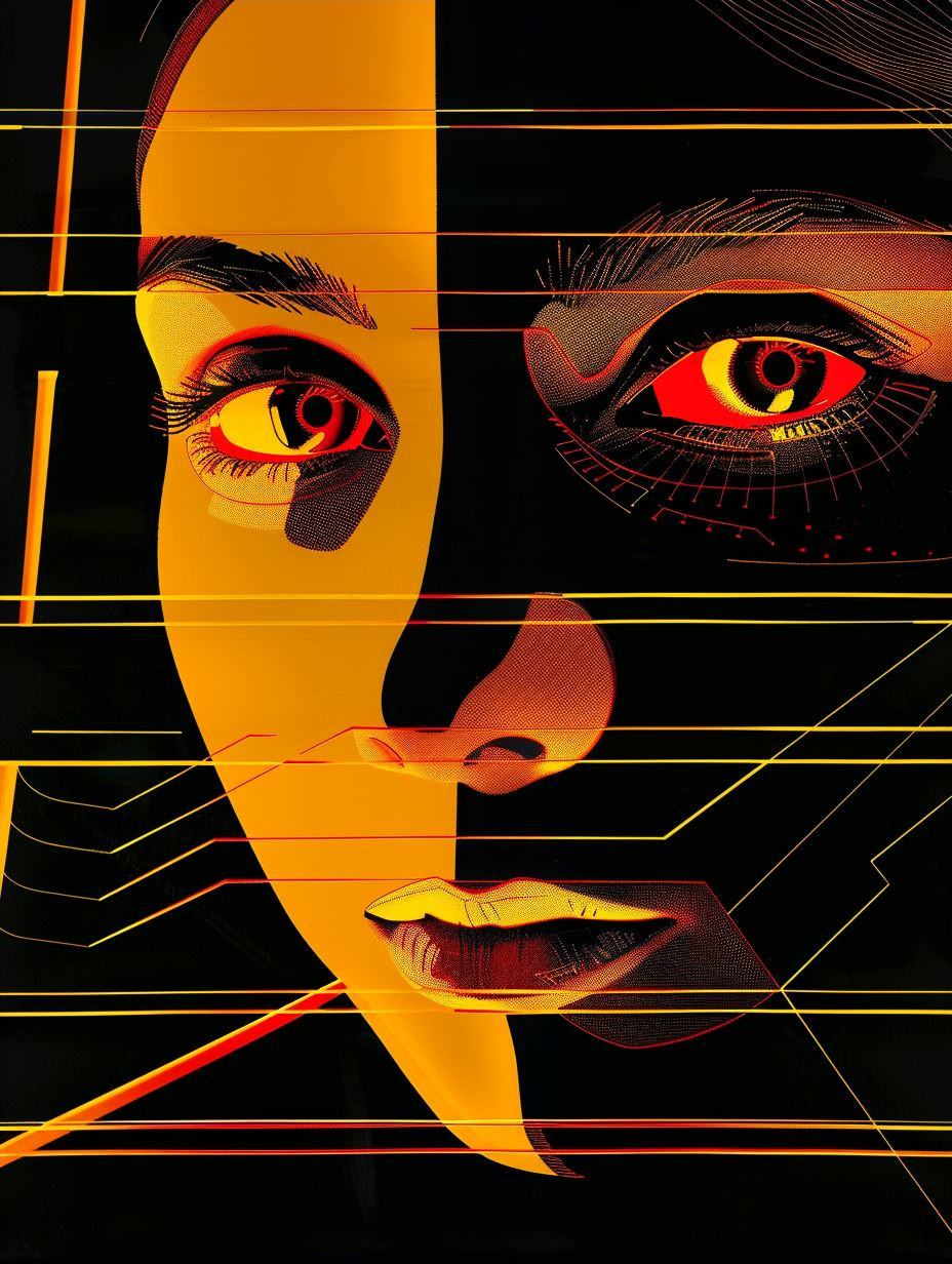 Fragmented Golden Cybernetic Portrait - Image 3