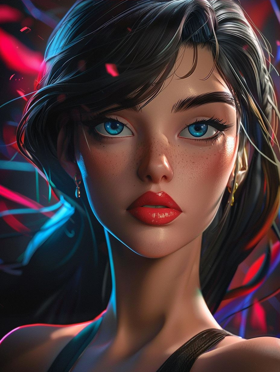 Neon Visions: Digital Beauty Portraits - Image 3