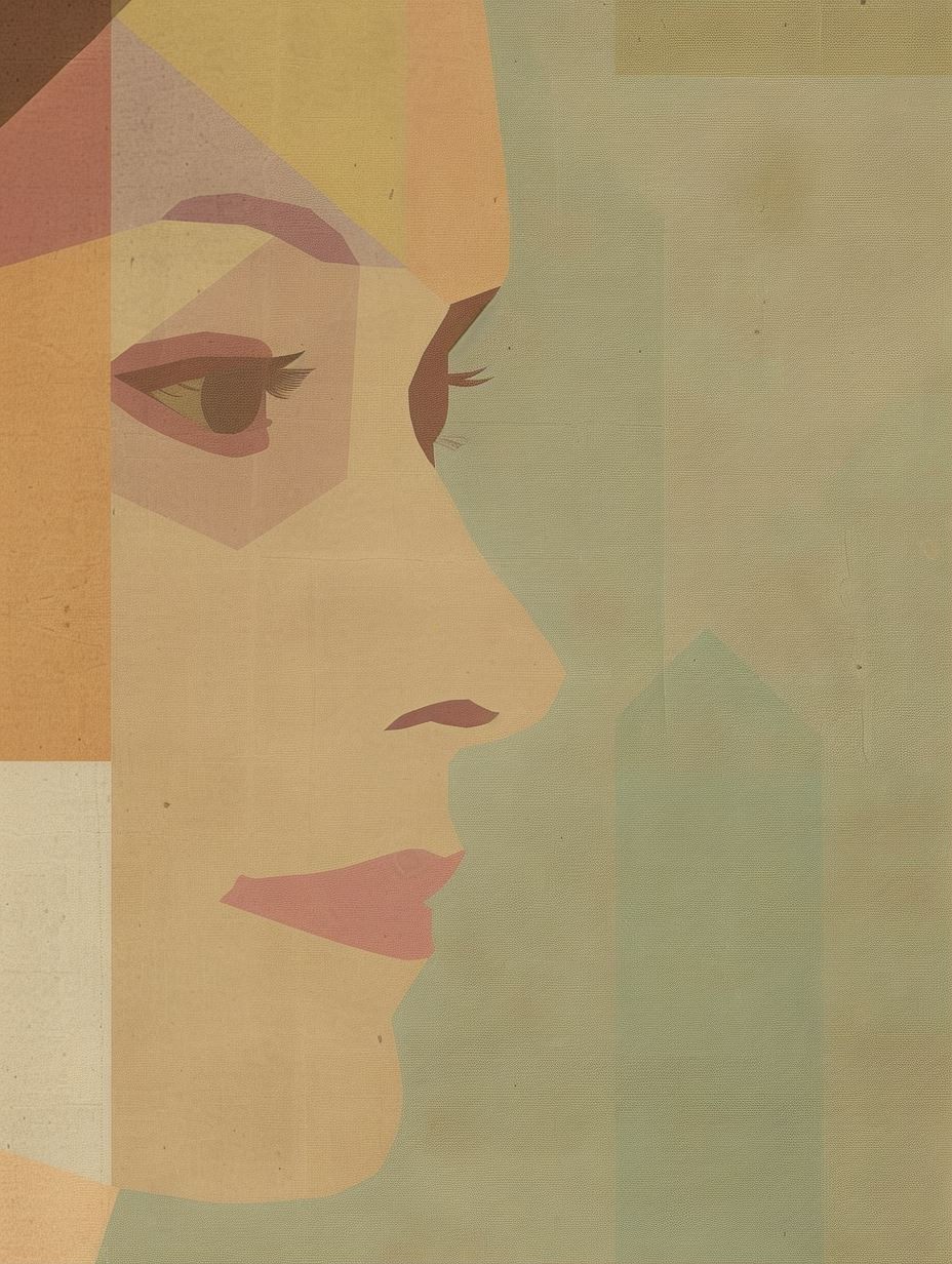 Geometric Pastel Portrait Study - Image 1