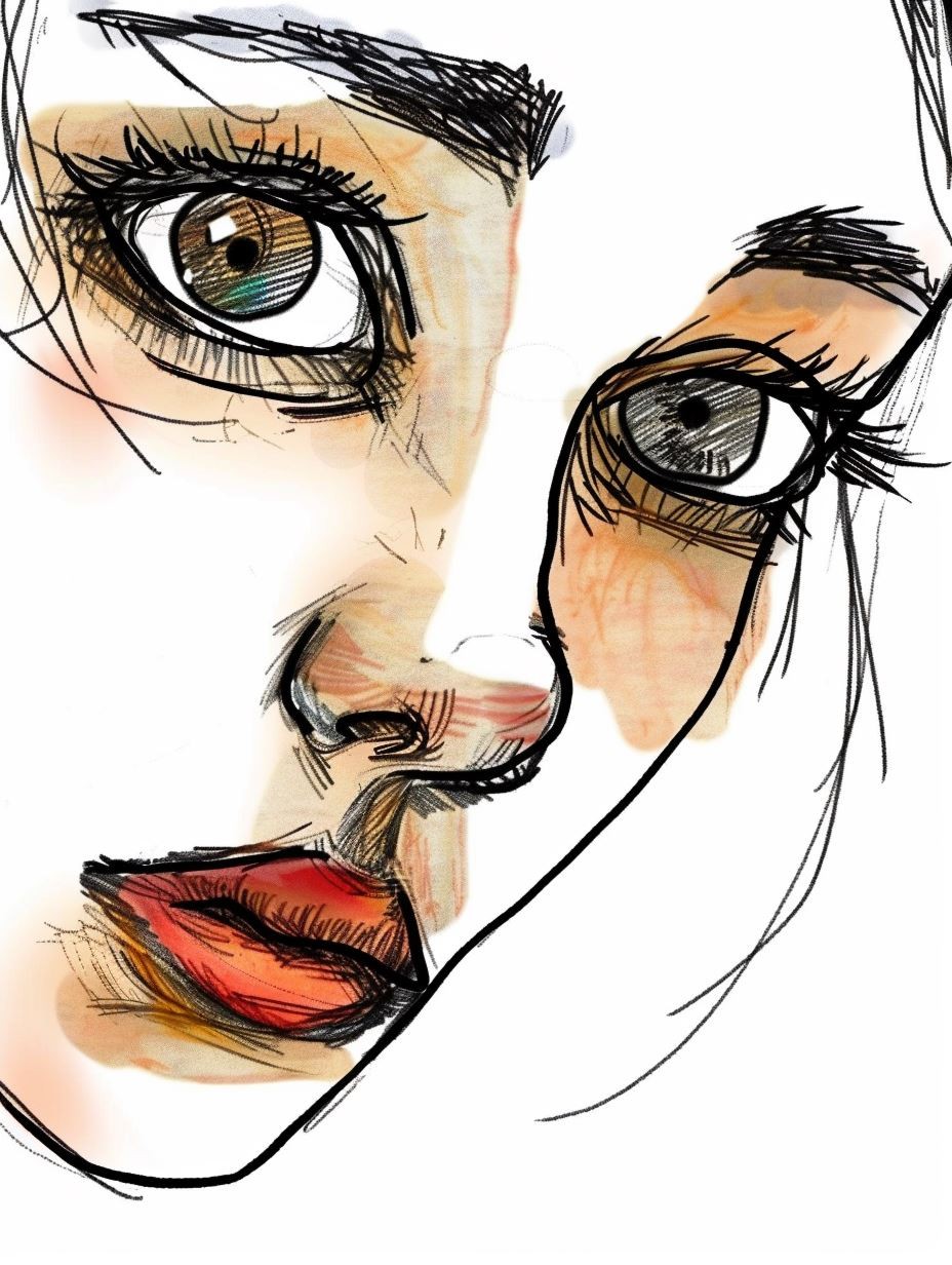 Ethereal Freckled Portrait Sketch - Image 2